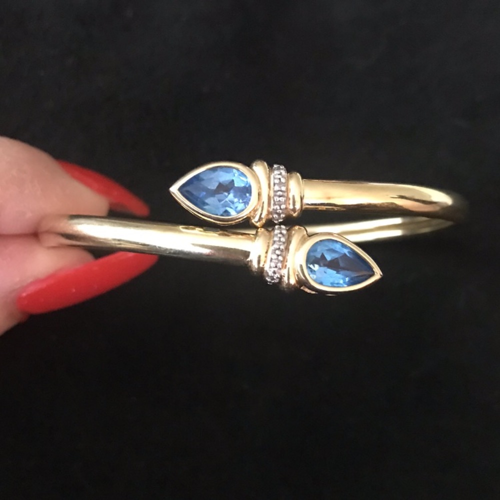Genuine 14k gold blue topaz bracelet